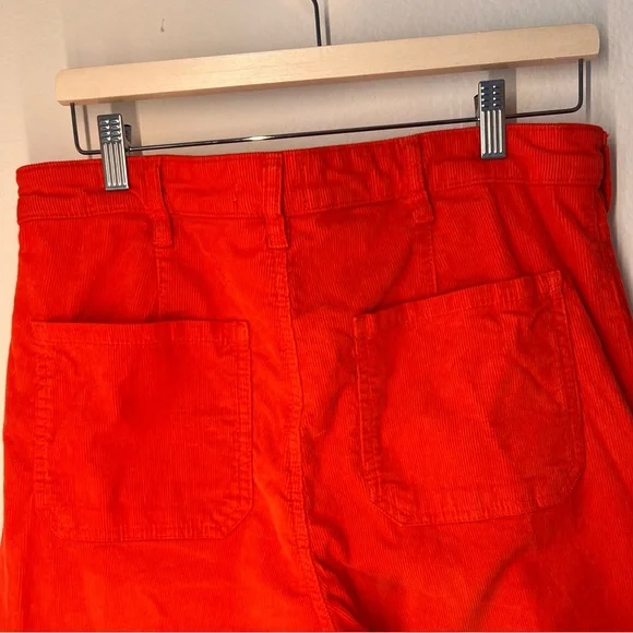 Marine Layer Bridget Wide Leg High Rise Corduroy Pants in Bright Orangey Red - Picture 3 of 5